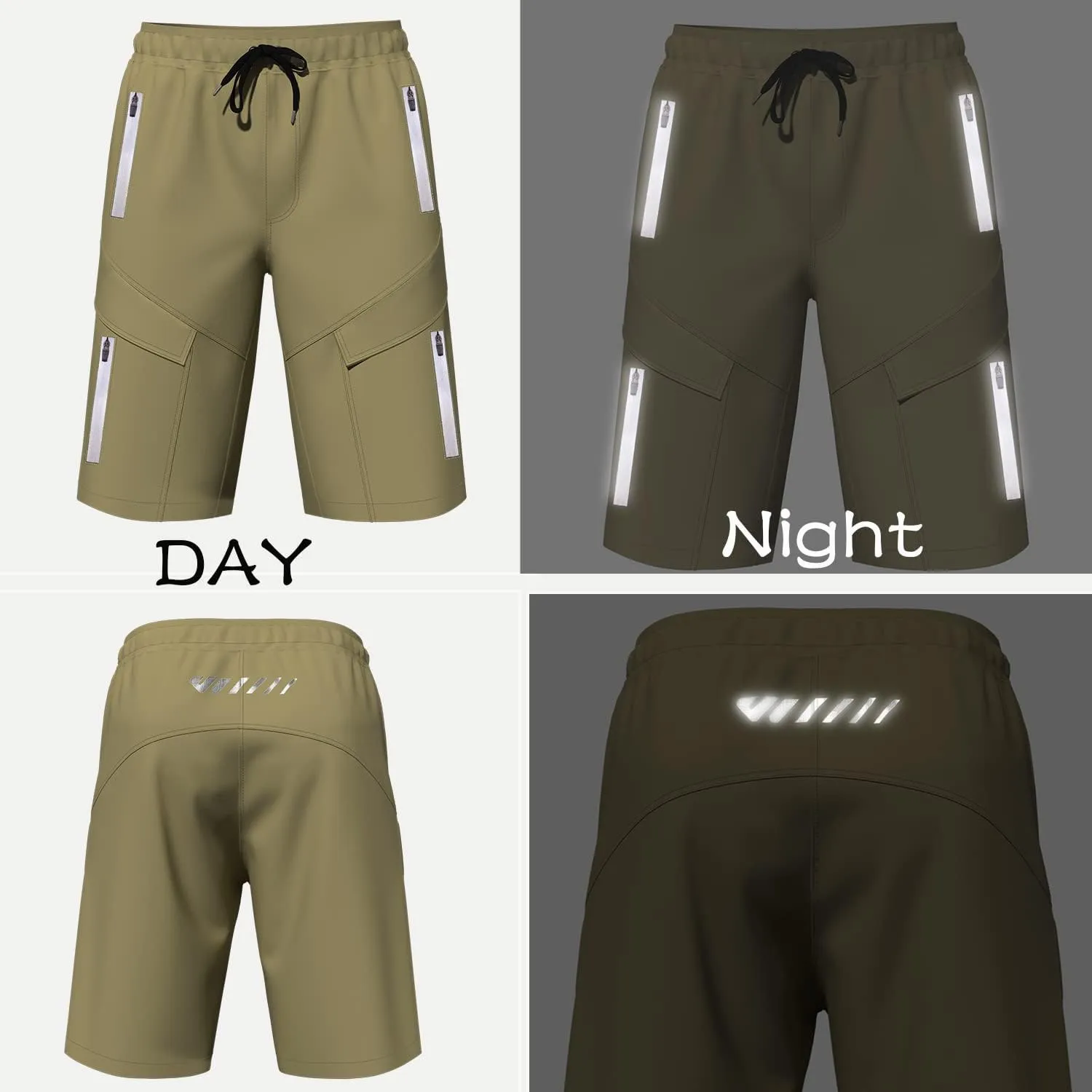 Mountain Bike Shorts for Men,3D Padded Loose-fit Cycling Biking Bicycle Shorts Mens with Underwear Zipper Pockets