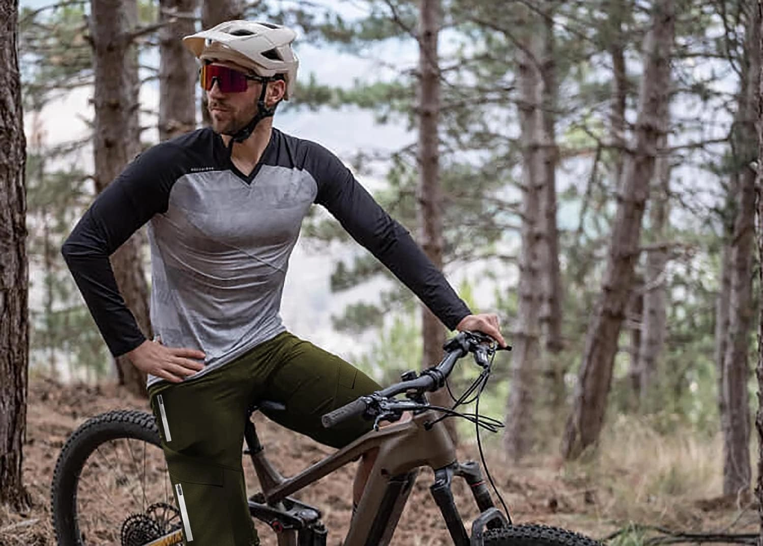 Mountain Bike Shorts for Men,3D Padded Loose-fit Cycling Biking Bicycle Shorts Mens with Underwear Zipper Pockets