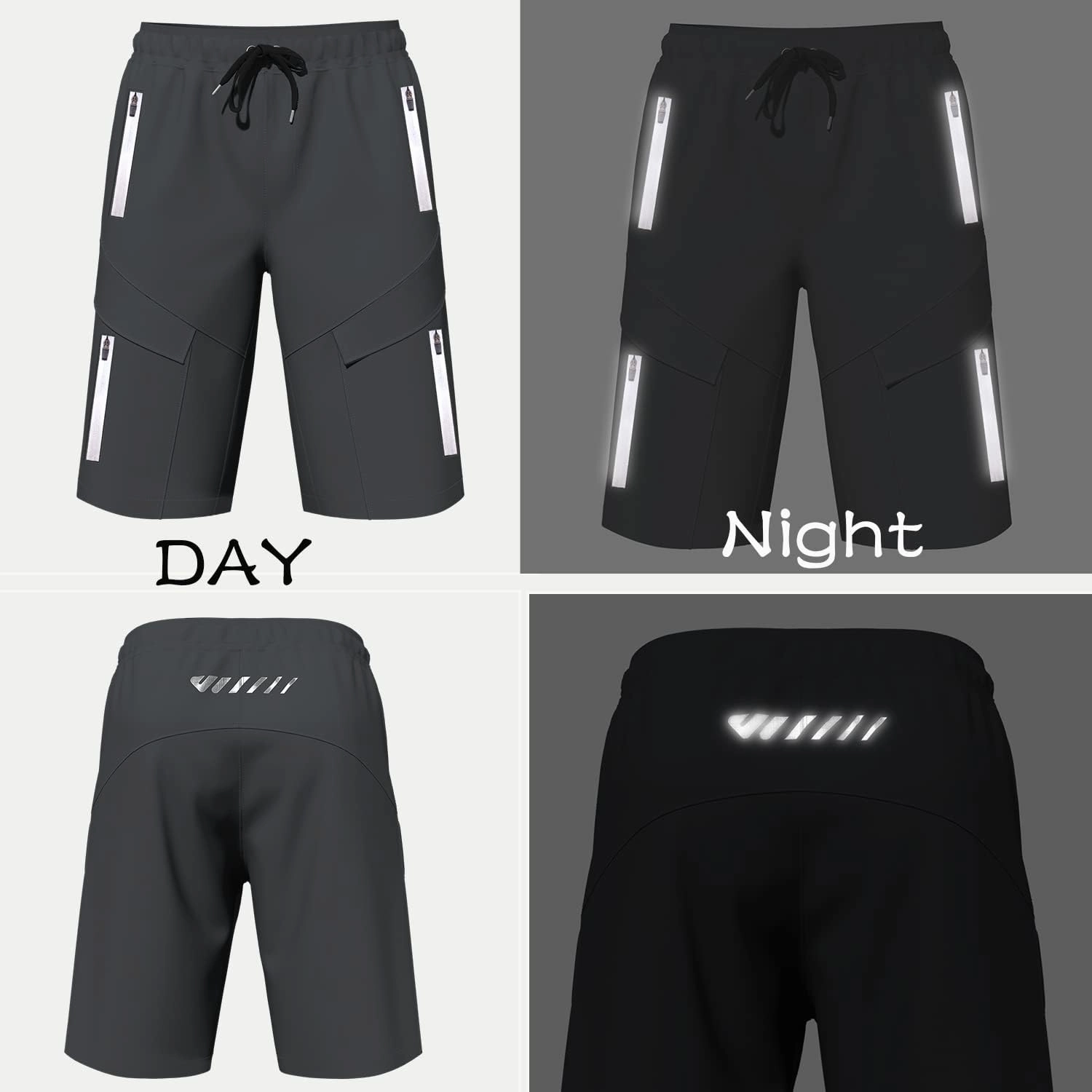Mountain Bike Shorts for Men,3D Padded Loose-fit Cycling Biking Bicycle Shorts Mens with Underwear Zipper Pockets