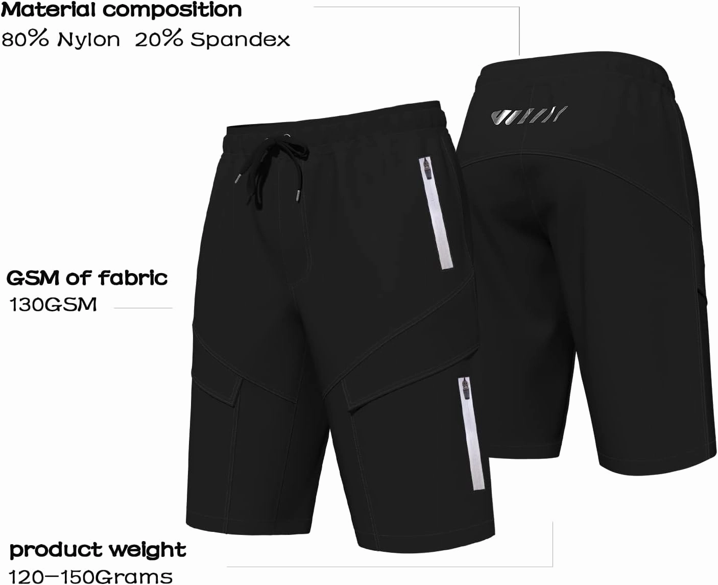 Mountain Bike Shorts for Men,3D Padded Loose-fit Cycling Biking Bicycle Shorts Mens with Underwear Zipper Pockets