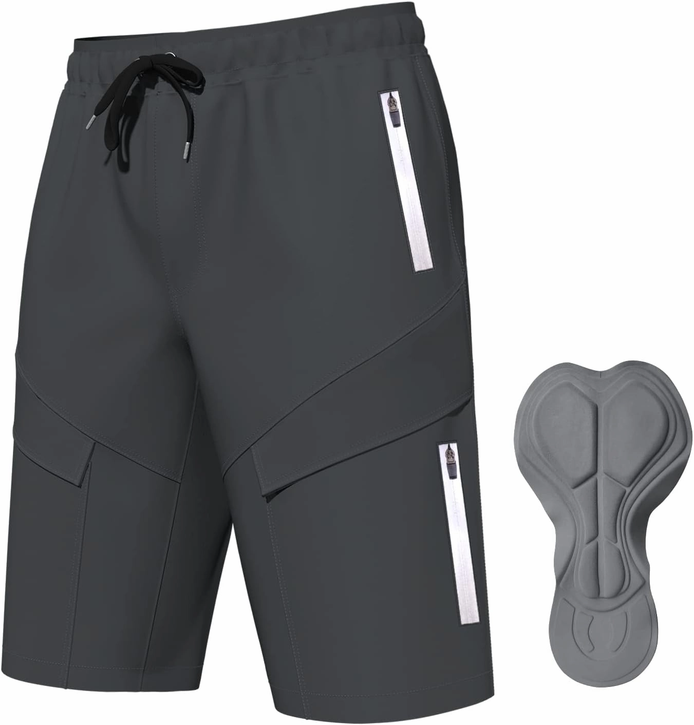 Mountain Bike Shorts for Men,3D Padded Loose-fit Cycling Biking Bicycle Shorts Mens with Underwear Zipper Pockets