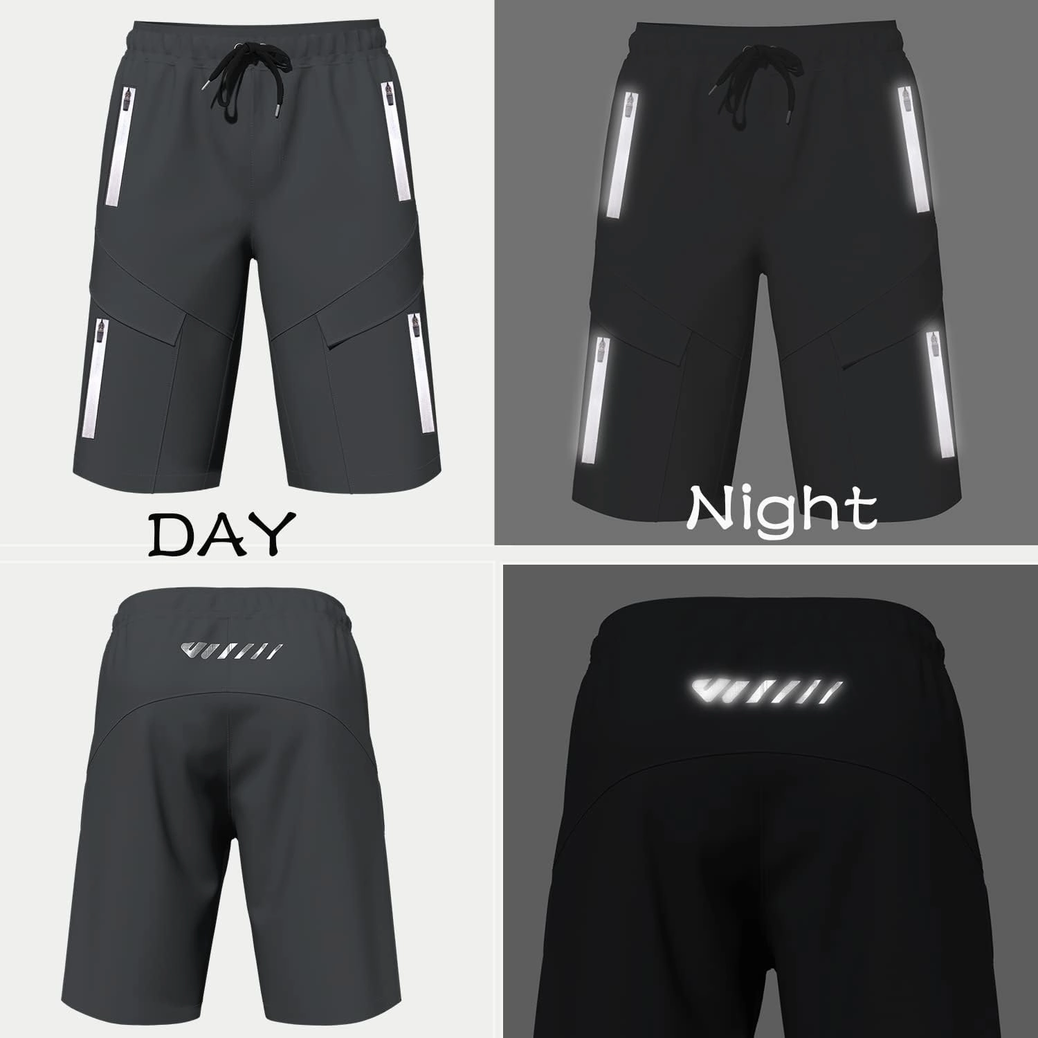 Mountain Bike Shorts for Men,3D Padded Loose-fit Cycling Biking Bicycle Shorts Mens with Underwear Zipper Pockets