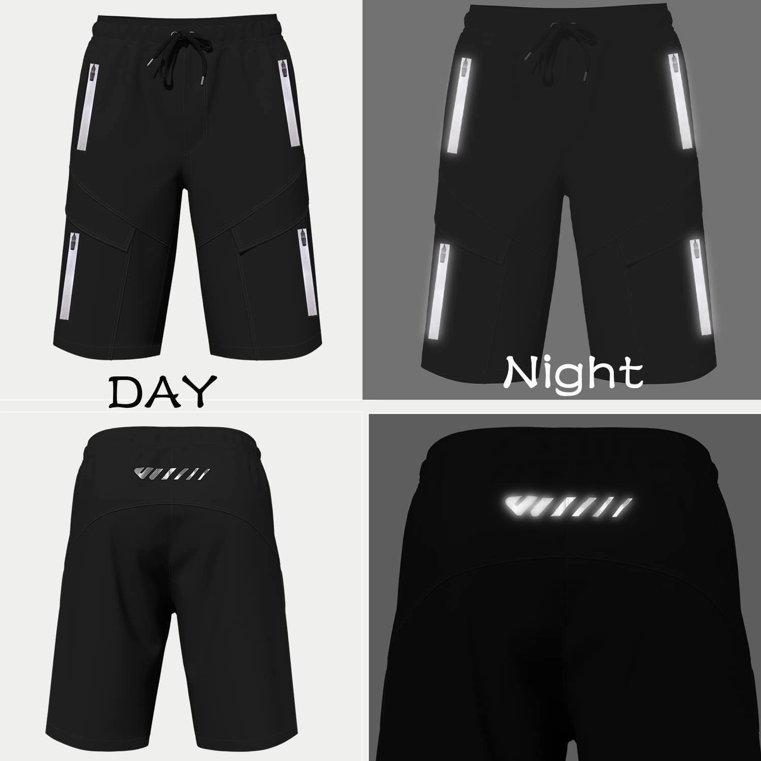 Mountain Bike Shorts for Men,3D Padded Loose-fit Cycling Biking Bicycle Shorts Mens with Underwear Zipper Pockets
