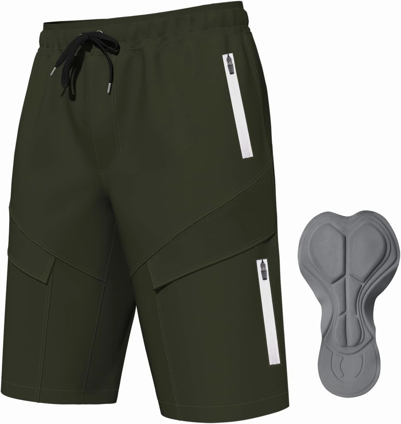 Mountain Bike Shorts for Men,3D Padded Loose-fit Cycling Biking Bicycle Shorts Mens with Underwear Zipper Pockets