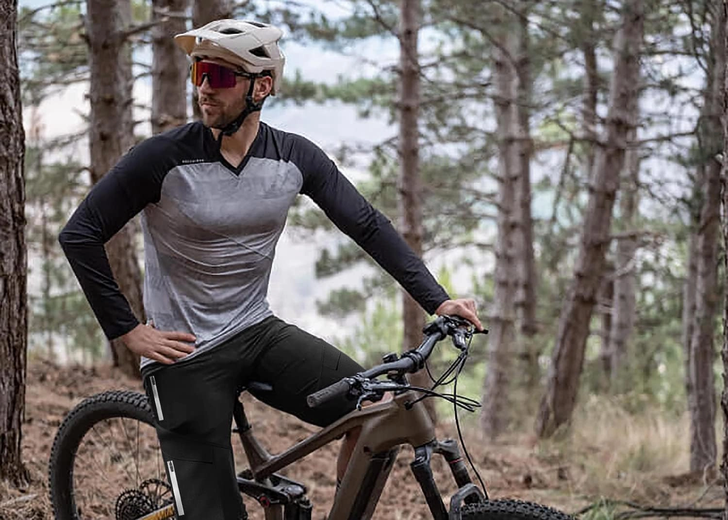Mountain Bike Shorts for Men,3D Padded Loose-fit Cycling Biking Bicycle Shorts Mens with Underwear Zipper Pockets