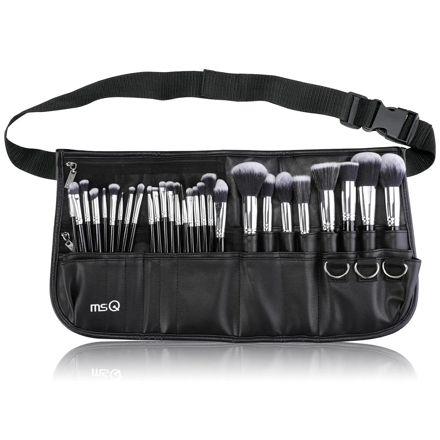 MSQ Makeup Brushes Set 29pcs Professional Cosmetics Brushes with Belt Waist Makeup Bag (Foundation, Powder, Creams, Liquids & Eye Brushes) for Women/Girls/Artists/Holiday gifts/travel