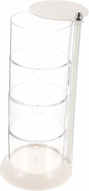 Multi-layer Storage Box Makeup Storage Case Round Makeup Sponge Clear Container Clear Makeup Organizer Makeup Powder Puff Case Trinket Display Holder Cosmetic Puff Boxes White Tray