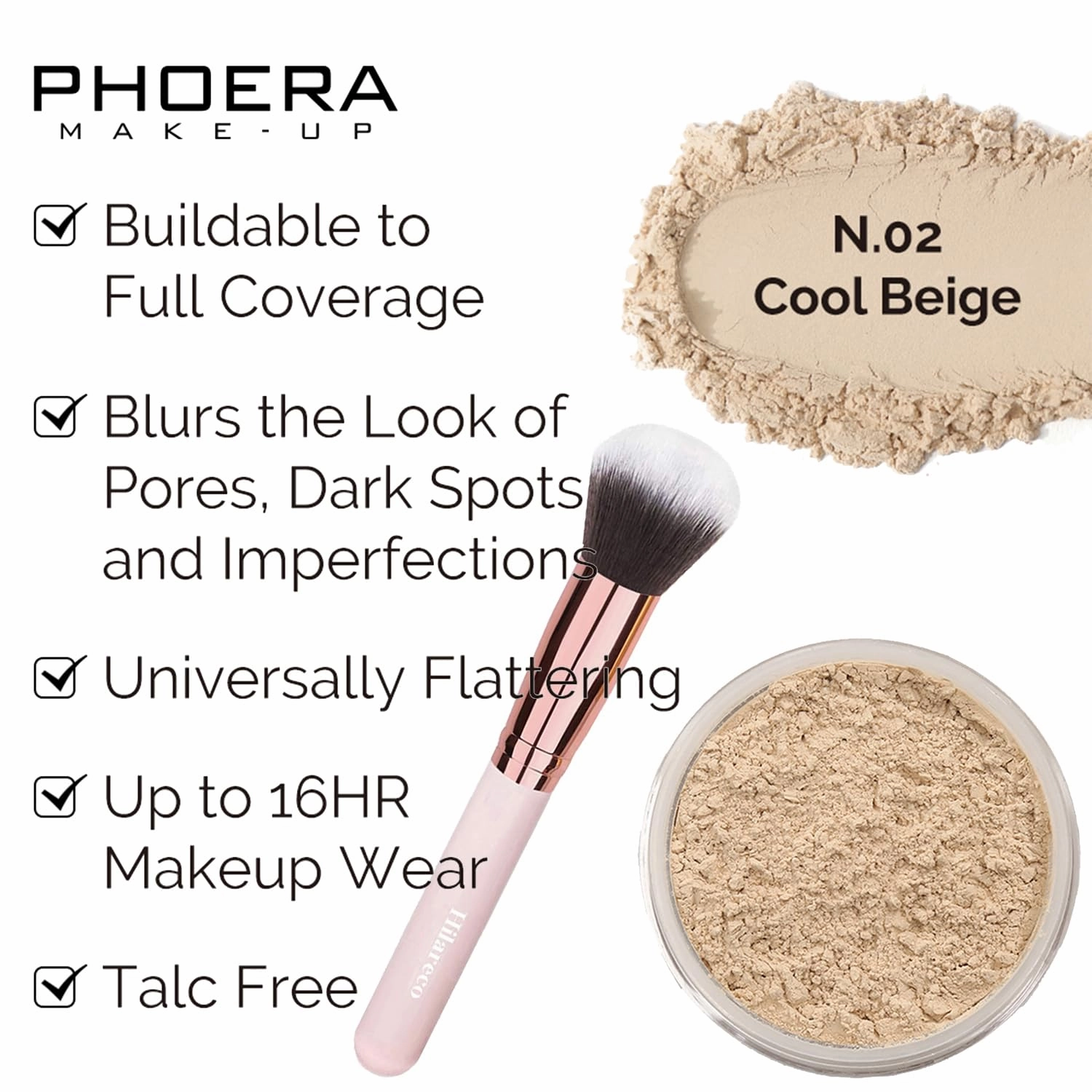 Mushroom Head Air Cushion CC Cream Natural Foundation,Phoera Powder, Bright Makeup Base Long Lasting with Makeup Sponge and Flat Top Kabuki Foundation Brush (#05 Sand)