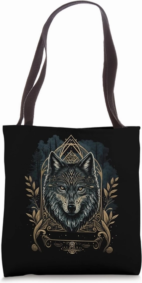 Mystic Wolf & Golden Leaves: Enigmatic Wilderness Beauty Tote Bag