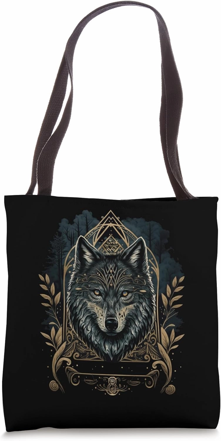 Mystic Wolf & Golden Leaves: Enigmatic Wilderness Beauty Tote Bag