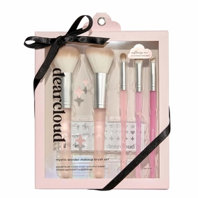 Mystic Wonder Makeup Brush Set - Precision, Angled, Shadow, Powder, and Blush Brush - Customizable with Stickers