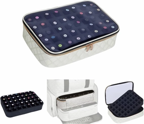 Nail Polish Bag organizer-Holds 40 bottles(15ml-0.5fl.oz)，Nail Polish Carrying Case Clear Multifunctional Cosmetic Travel Cases Makeup Bags Beige