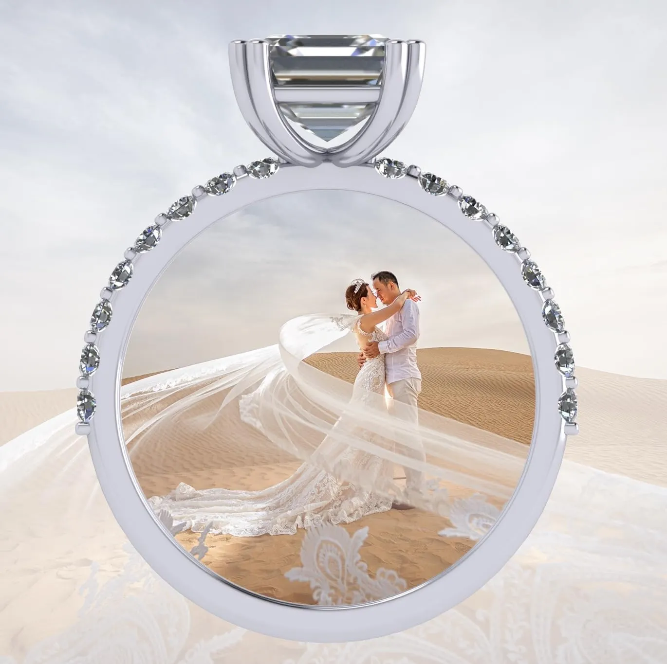 NANA Jewels 1.5-3CT Platinum Plated Sterling Silver Rings CZ Cubic Zirconia Oval Cushion Princess Asscher Cut Engagement Rings | 10K 14K Solid Gold