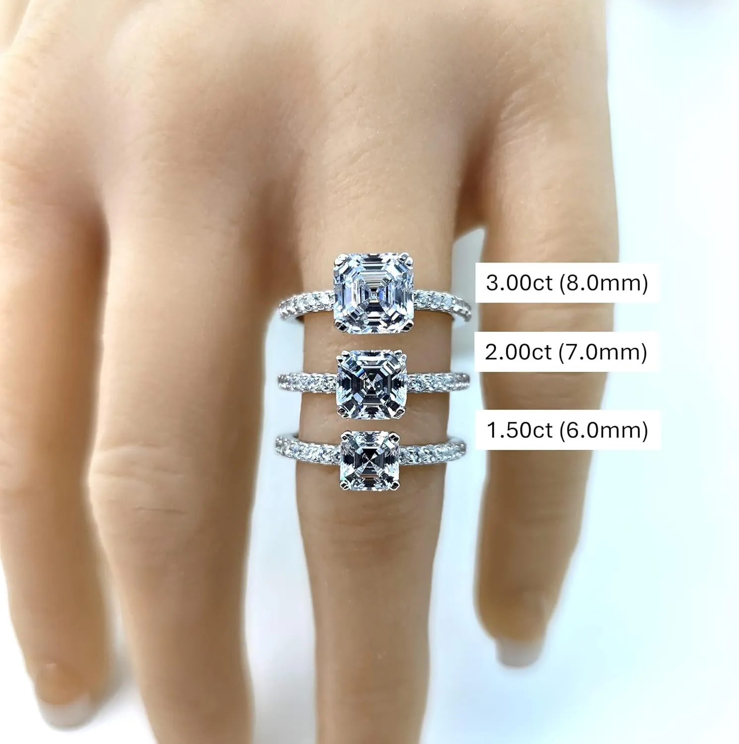 NANA Jewels 1.5-3CT Platinum Plated Sterling Silver Rings CZ Cubic Zirconia Oval Cushion Princess Asscher Cut Engagement Rings | 10K 14K Solid Gold