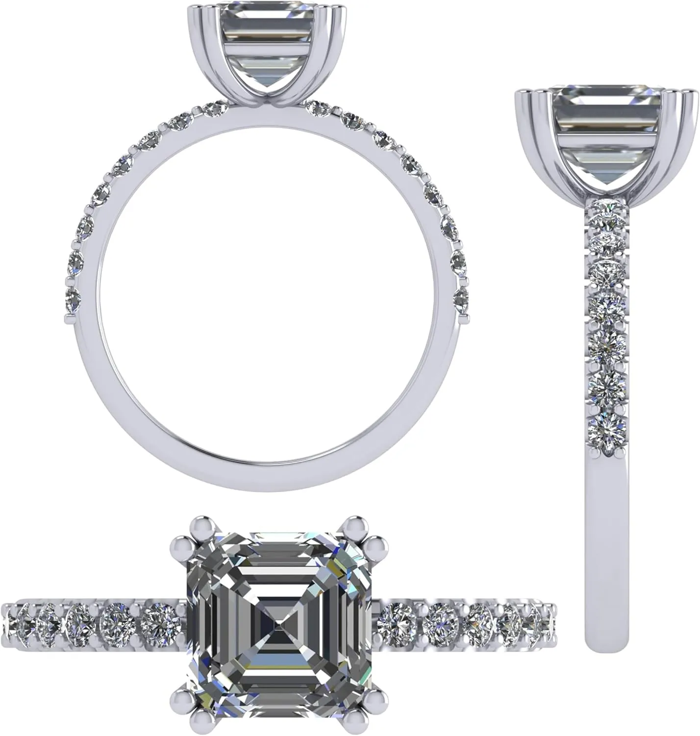 NANA Jewels 1.5-3CT Platinum Plated Sterling Silver Rings CZ Cubic Zirconia Oval Cushion Princess Asscher Cut Engagement Rings | 10K 14K Solid Gold