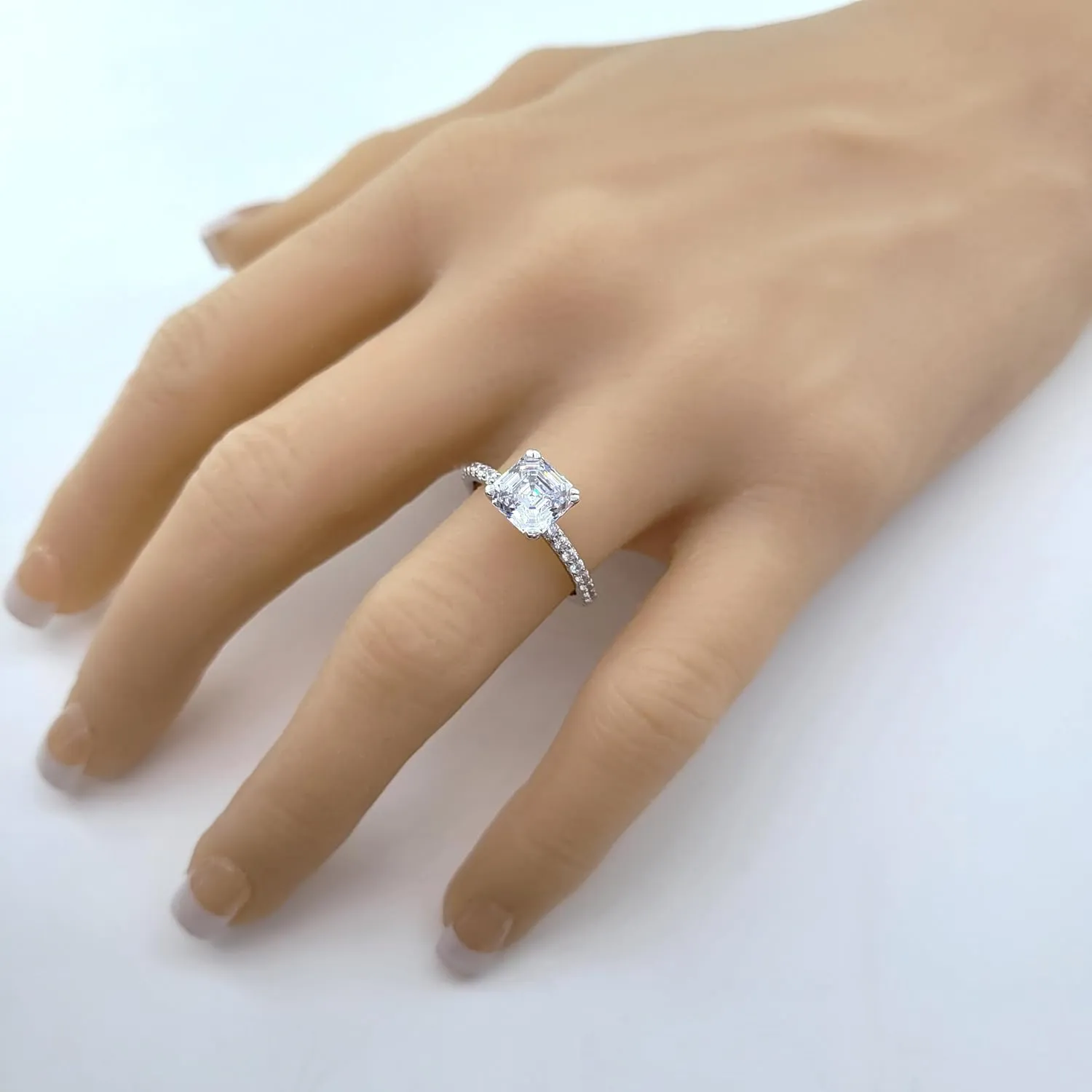NANA Jewels 1.5-3CT Platinum Plated Sterling Silver Rings CZ Cubic Zirconia Oval Cushion Princess Asscher Cut Engagement Rings | 10K 14K Solid Gold