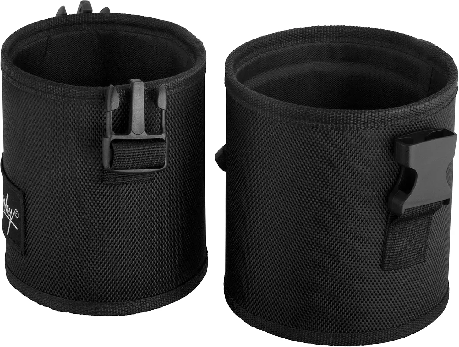 Nanshy Travel Makeup Brush Holder with Lid - Large, Stand Up Makeup Brush Case for MUA - 2-in-1 Durable Makeup Brush Organizer Bag & 2 Brush Cups - Brushes Not Included - Black - 9 x 4 x 4 Inches