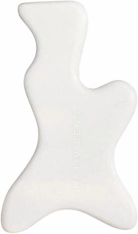 NATIVSENS Highest Level White Jade Gua Sha Stone for Face & Body. Multifunctional GuaSha Designed for Facial Scrapping, Lymphatic Drainage, Anti-Aging, Waist Sliming, & Fascia-Blasting self Care.
