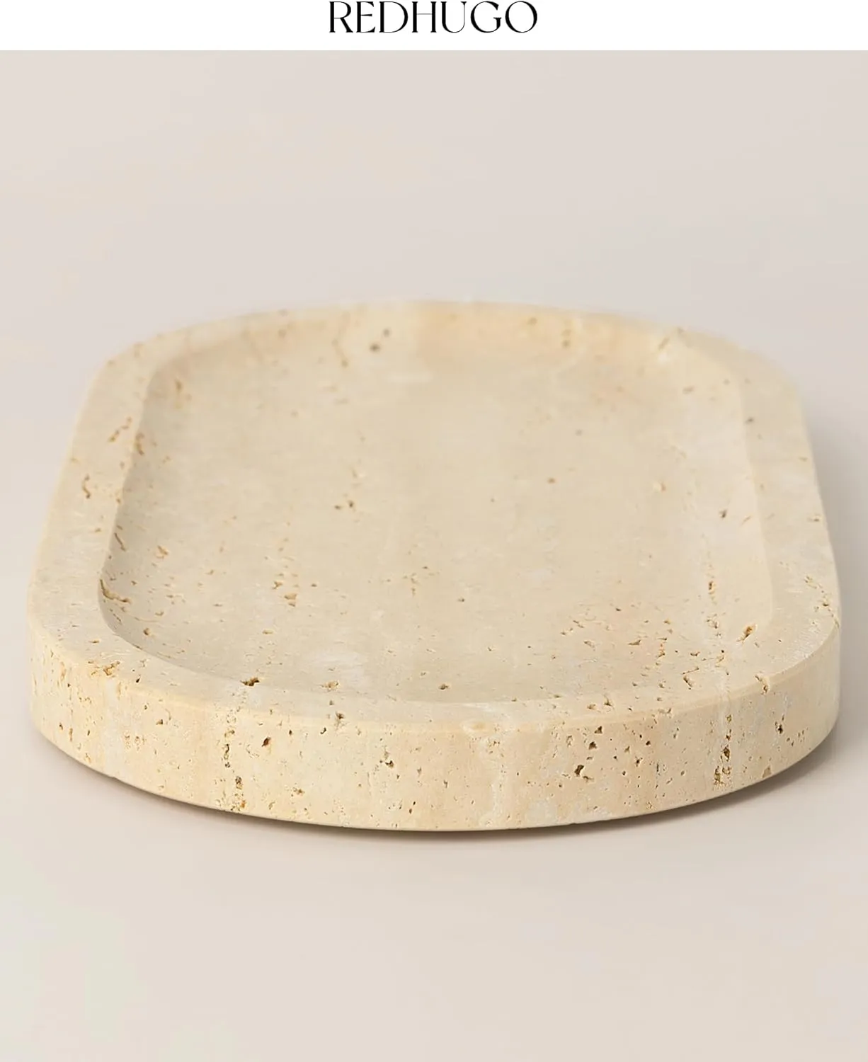 Natural Marble Tray 12"x6", Women Perfume Vanity Travertine Tray for Bathroom, Candle, Jewelry Stone Dish for Countertop, Key Organizer, for Home Decor, Kitchen, Kitchen
