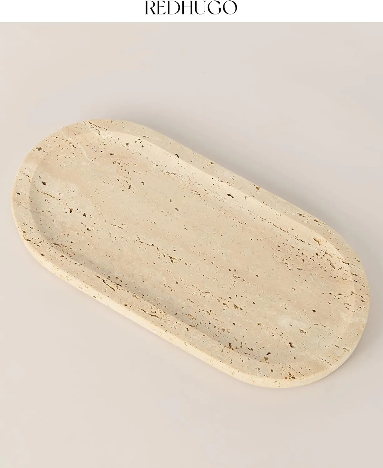 Natural Marble Tray 12"x6", Women Perfume Vanity Travertine Tray for Bathroom, Candle, Jewelry Stone Dish for Countertop, Key Organizer, for Home Decor, Kitchen, Kitchen