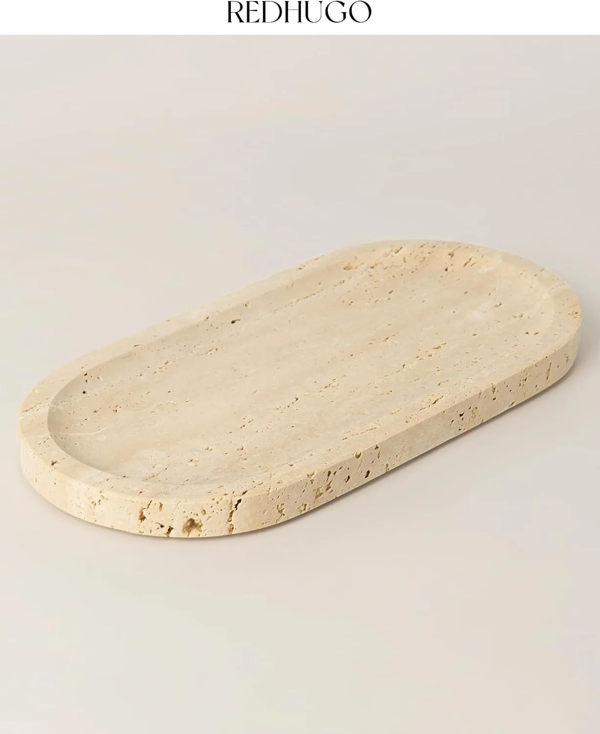 Natural Marble Tray 12"x6", Women Perfume Vanity Travertine Tray for Bathroom, Candle, Jewelry Stone Dish for Countertop, Key Organizer, for Home Decor, Kitchen, Kitchen