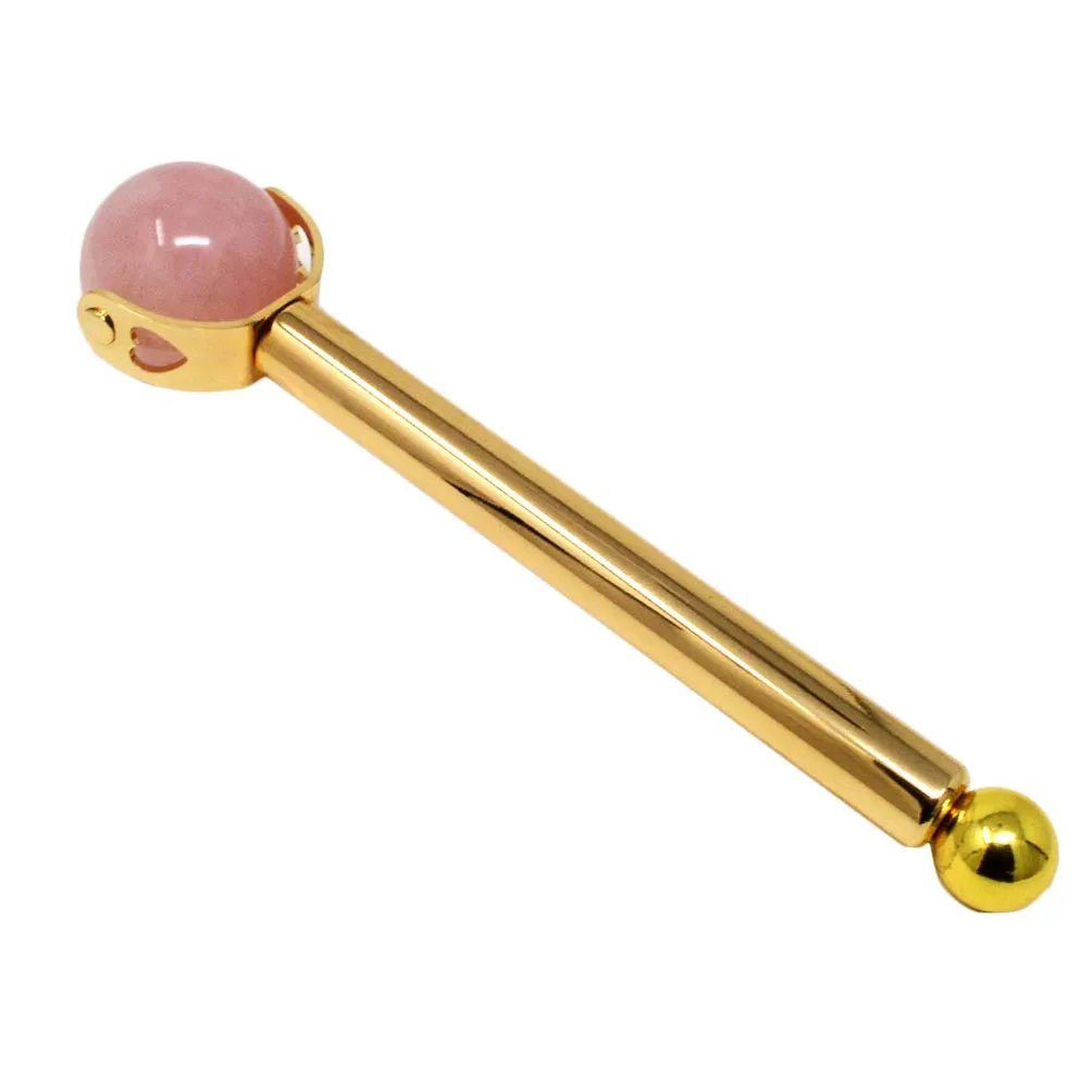 Natural Stone Facial Beauty Roller Massager Stick Lift Skin Tightening Wrinkle With A Gift Box W3795 (gold)