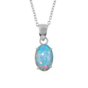Natural Ultra Fire Ethiopian Welo Opal Gemstone Oval Prong Dainty Pendant Necklace, Handmade Jewelry, Healing Chakra Crystals, Birthstone, 925 Sterling Silver Chain 20" Gift for Women