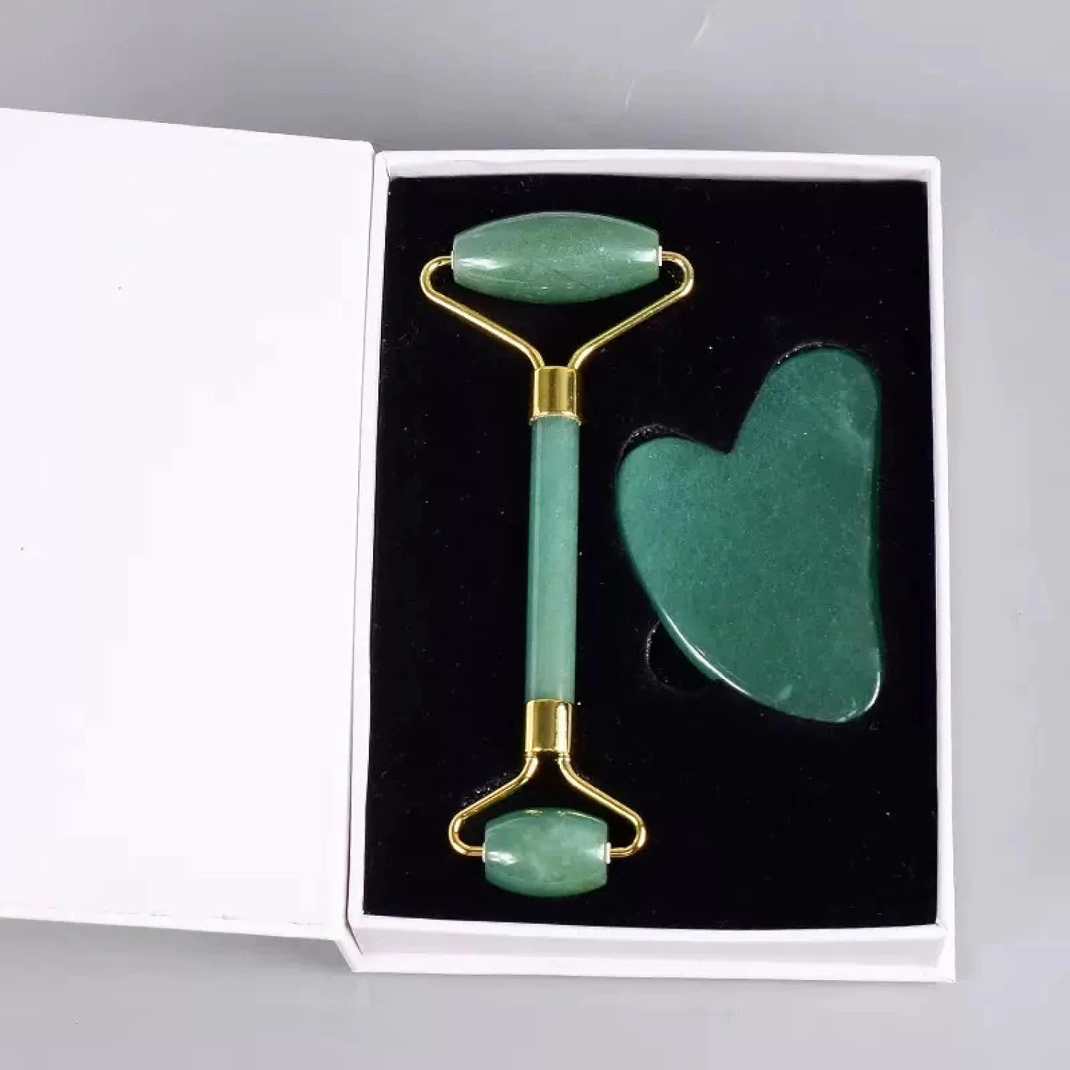 Natural Amethyst Gua Sha Scraper Board Rose Quartz Jade Stone for Face Neck Skin Lifting Wrinkle Remover Beauty Care,Green Aventurine