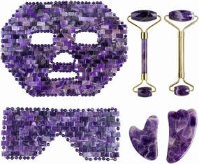 Natural Amethyst Jade Mask Gua Sha Roller Massager For Face Body Gouache Stone Scraper Facial Skin Home Use Devices,type 1