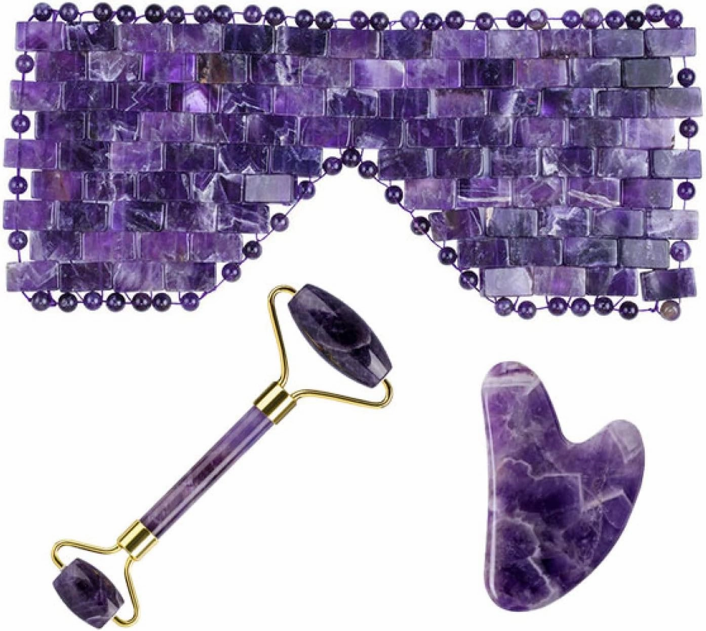 Natural Amethyst Jade Mask Gua Sha Roller Massager For Face Body Gouache Stone Scraper Facial Skin Home Use Devices,type 3