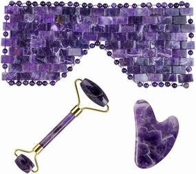Natural Amethyst Jade Mask Gua Sha Roller Massager For Face Body Gouache Stone Scraper Facial Skin Home Use Devices,type 3
