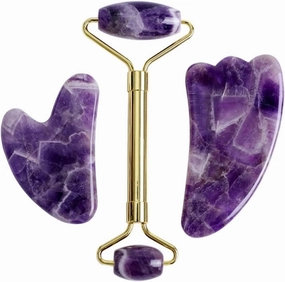 Natural Amethyst Jade Mask Gua Sha Roller Massager For Face Body Gouache Stone Scraper Facial Skin Home Use Devices,type 5