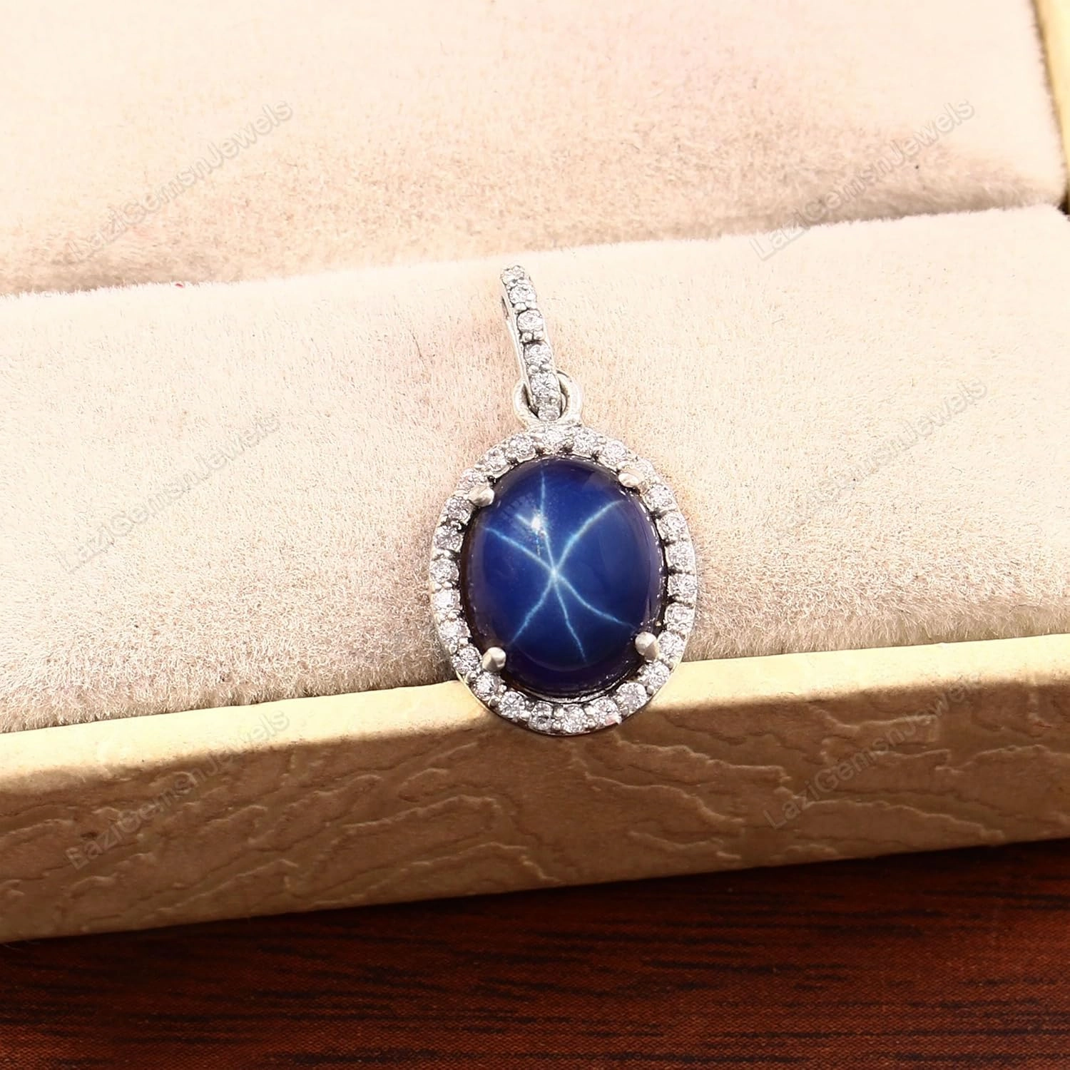Natural Blue Star Sapphire Pendant Solid 925 Sterling Silver Engagement Charm Pendant Star Sapphire Necklace
