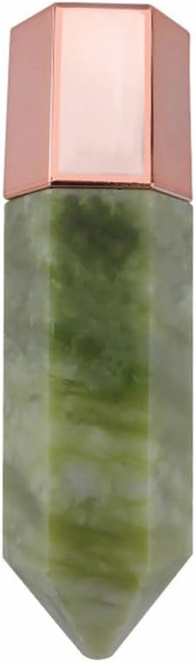 Natural Crystal Jade Wand Essential Oil Perfume Roller Ball Bottl Facial Beauty Scraping Point Tapping Stick Wrinkle Removing (Green Jade)