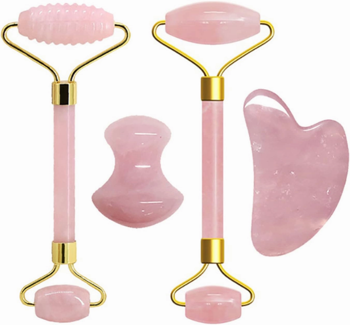 Natural Gouache Scraper Jade Roller Rose Quartz Massage Roller Gouache Scraper Pink Crystal Facial Scraper Jade Facial Roller,Type D