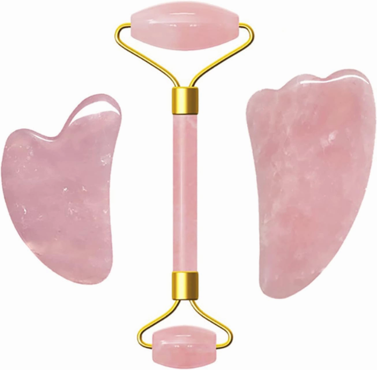Natural Gouache Scraper Jade Roller Rose Quartz Massage Roller Gouache Scraper Pink Crystal Facial Scraper Jade Facial Roller,Type E