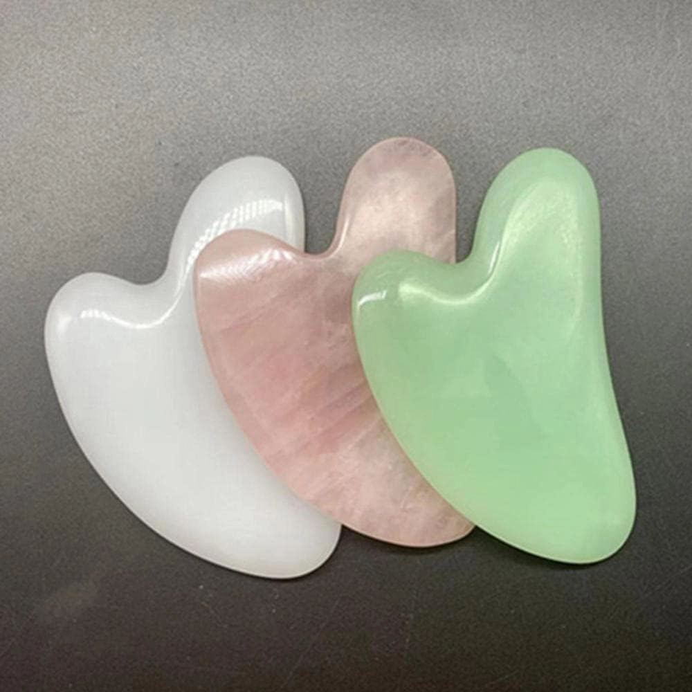 Natural Jade Gua Sha Scraper Board Massage Rose Quartz Jade Guasha Stone for Face Neck Skin Lifting Wrinkle Remover Beauty Care-Pink