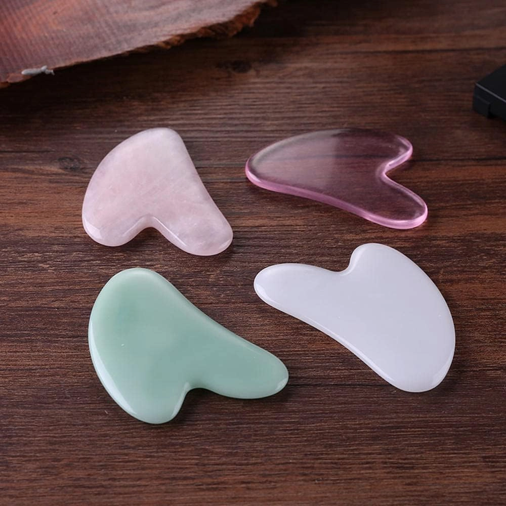 Natural Jade Gua Sha Scraper Board Massage Rose Quartz Jade Guasha Stone for Face Neck Skin Lifting Wrinkle Remover Beauty Care-White