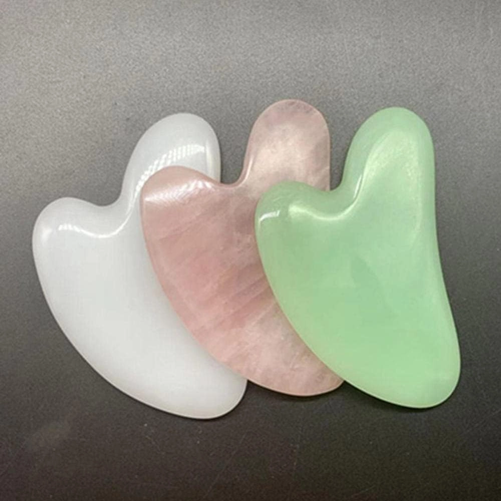Natural Jade Gua Sha Scraper Board Massage Rose Quartz Jade Guasha Stone for Face Neck Skin Lifting Wrinkle Remover Beauty Care-White