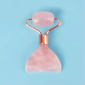 Natural Jade Quartz Crystal Facial Eye Massager Roller Gua Sha Therapy Tool Gift-Rose Quartz