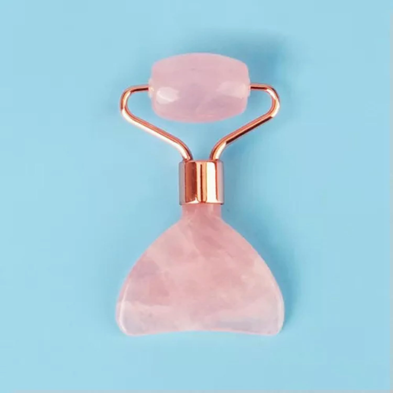 Natural Jade Quartz Crystal Facial Eye Massager Roller Gua Sha Therapy Tool Gift-Rose Quartz