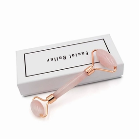 Natural Jade Roller Face Massager - Rose Quartz Facial Roller - Face & Neck Massage Tool for Anti Aging, Puffy Eye, Remove Wrinkle, Reduce Stress & Irritation- 100% Real Face Rock Massager