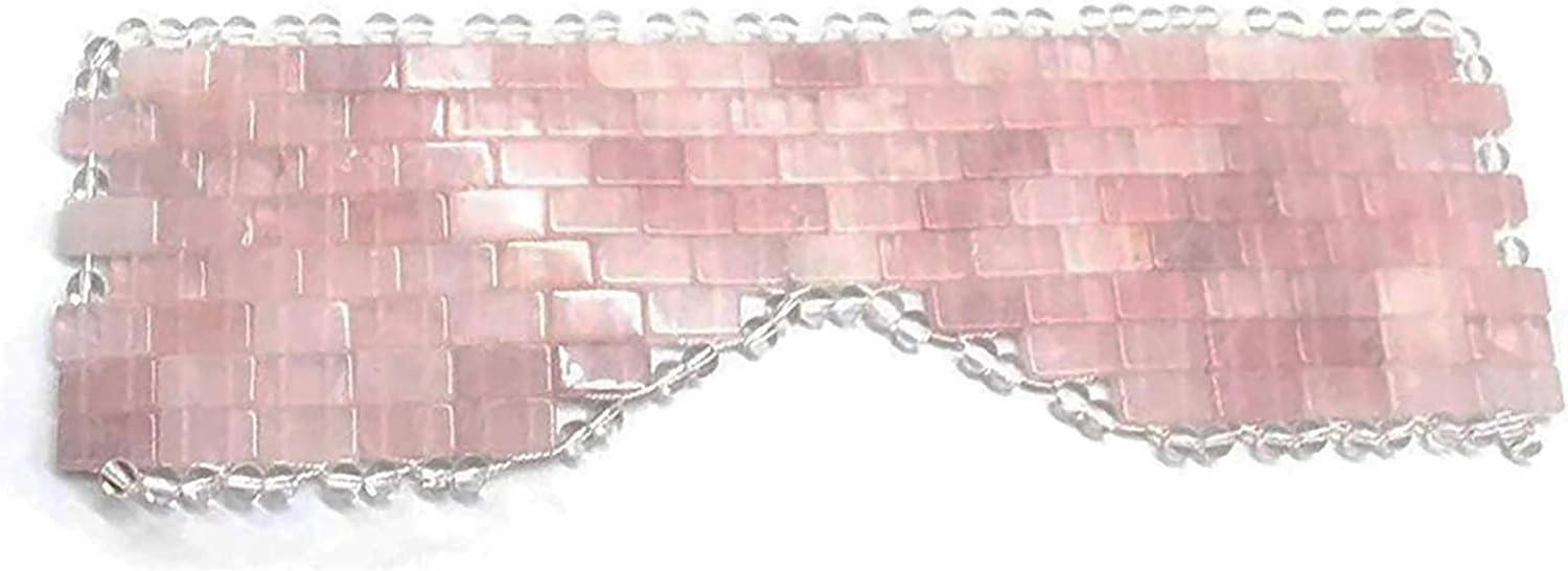 Natural Jade Sleep Mask & Blindfold,Natural Jade Eye Mask,Anti-Aging Hot or Cold Therapy Eye Mask Which is Soothing Cooling Detoxifying (Rose Quartz)
