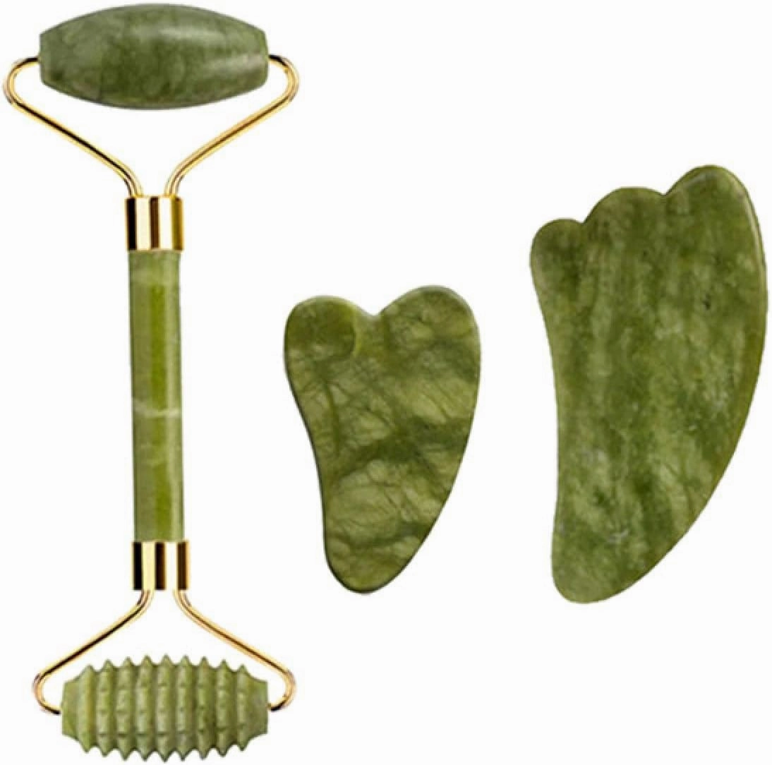 Natural Jade Stone Gua Sha Roller Eyes Mask Relax Face Eye Body Back Massage for Facial,Type 2