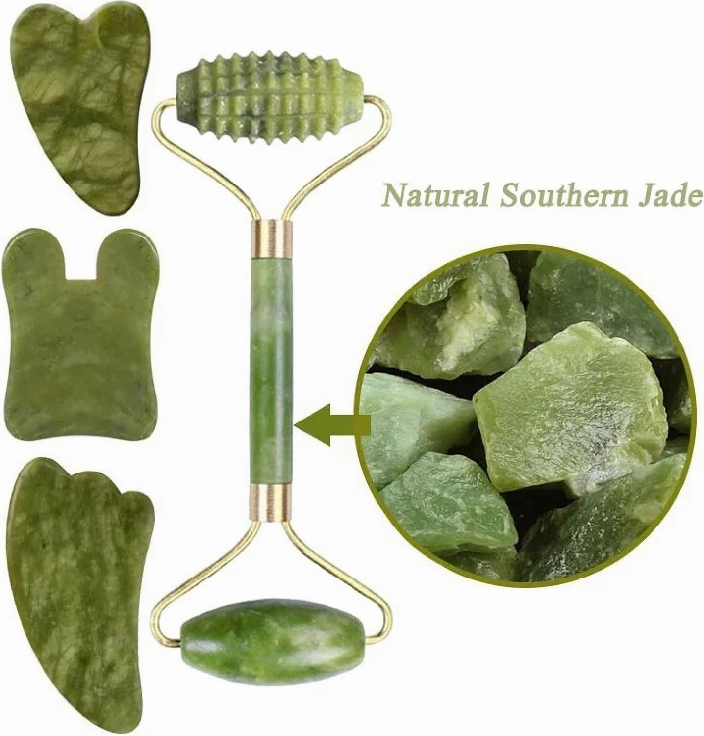 Natural Jade Stone Gua Sha Roller Eyes Mask Relax Face Eye Body Back Massage for Facial,Type 2