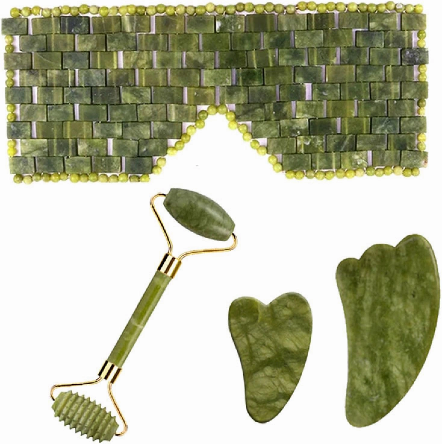 Natural Jade Stone Gua Sha Roller Eyes Mask Relax Face Eye Body Back Massage for Facial,Type 2