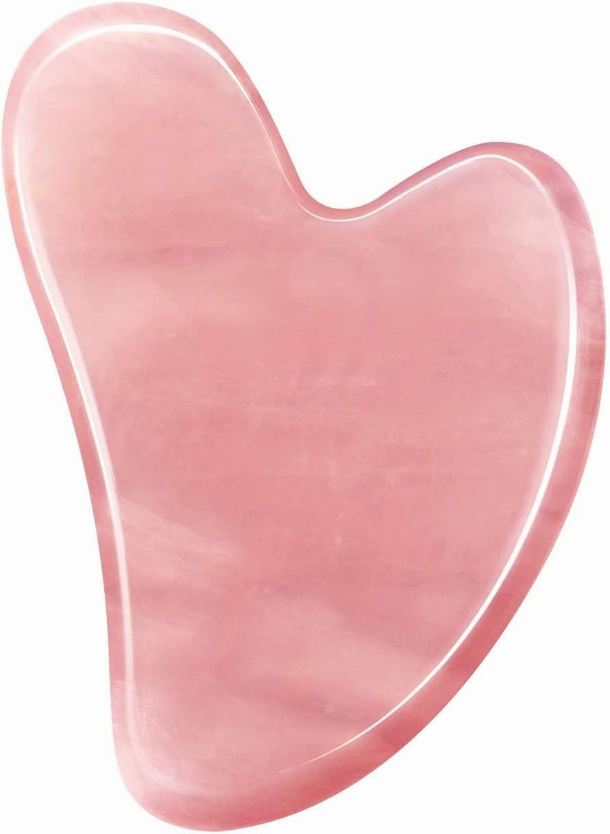 Natural Pink Rose Quartz Stone Guasha Board for SPA Acupuncture Therapy Trigger Point Treatment,Jade Stone for Face to Lift, Decrease Puffiness and Tighten