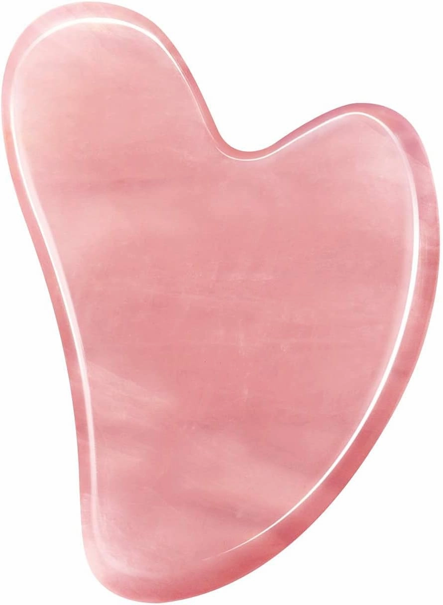 Natural Pink Rose Quartz Stone Guasha Board for SPA Acupuncture Therapy Trigger Point Treatment,Jade Stone for Face to Lift, Decrease Puffiness and Tighten