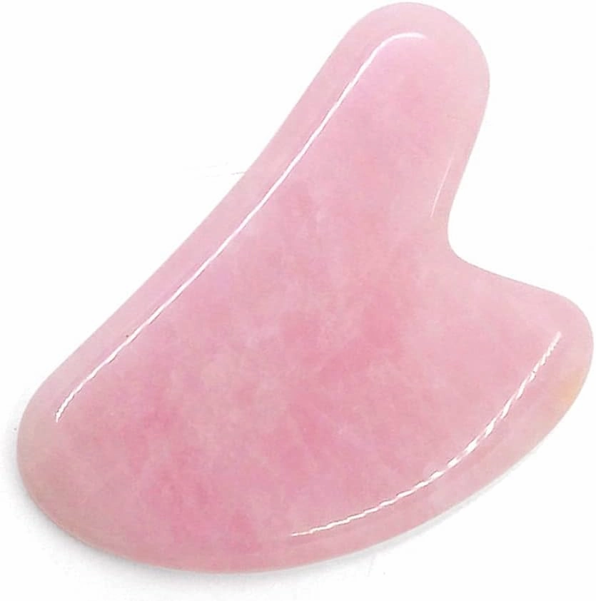 Natural Pink Rose Quartz Stone Guasha Board for SPA Acupuncture Therapy Trigger Point Treatment,Jade Stone for Face to Lift, Decrease Puffiness and Tighten