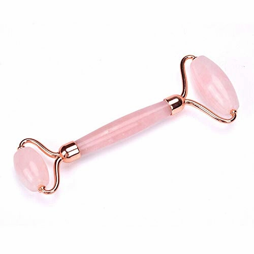 Natural Rose Quartz Jade Stone Roller Guasha Facial Eyes Neck Massage Tool #61